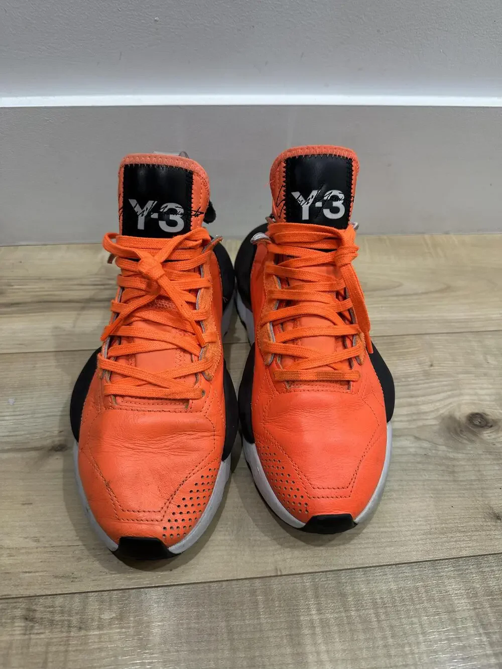 Y-3 Yohji Yamamoto Shoes Mens Size 7.5 Orange Black Chunky Sole Sneakers Adidas